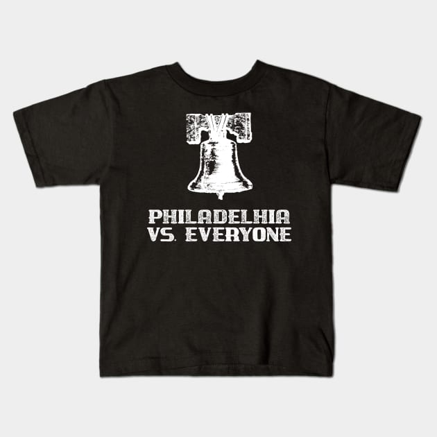 Philadelphia Philly Versus Everyone Liberty Bell Philly Sports Fan Kids T-Shirt by StacysCellar
